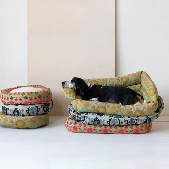Hello Honey® 39" Multicolor Floral Cotton & Sherpa Pet Bed {3}