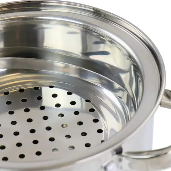 Oster Sangerfield 5qt. Stainless Steel Pasta Pot with Strainer Lid and Steamer Basket {3}