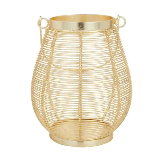 Gold Iron Glam Lantern, 9" x 7" x 7" {5}