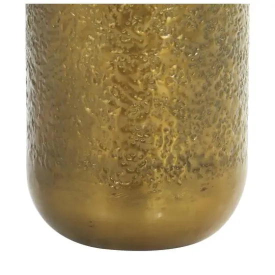 Gold Metal Textured Hammered Vase {6}