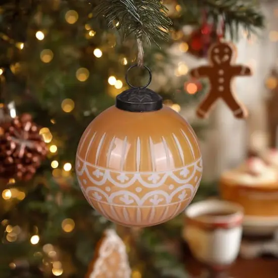 3" Light Brown Gingerbread Forest Glass Ball Ornament by Ashland&reg; {3}