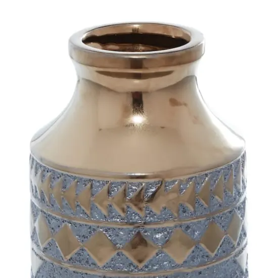 Gold Porcelain Contemporary Vase 16" x 7" x 7" {4}