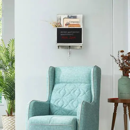 NEX™ 16" Olive Green Wall-Mounted Key & Mail Holder with Chalkboard {7}