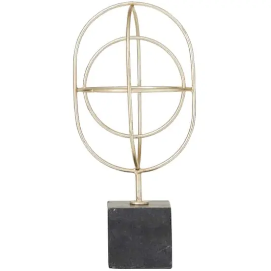 CosmoLiving by Cosmopolitan Gold Marble Contemporary Sculpture, 13" x 6" x 6" {6}