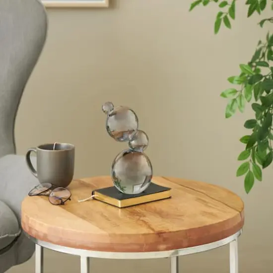 8" Stacked Orbs Decorative Glass Sculpture Clear {3}