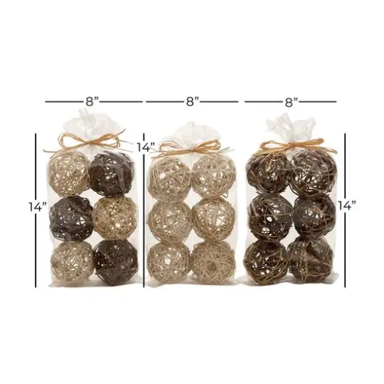 4" Brown & Beige Dried Flower Natural Decorative Orbs, 3 Packs of 6 {3}