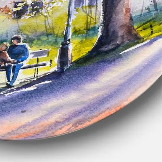 Designart - Castel Through The Trees of The Park - Country Metal Circle Wall Art {5}