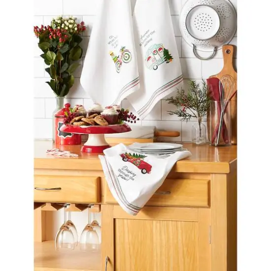DII&reg; Holidays On Wheels Printed Dishtowel Set {11}