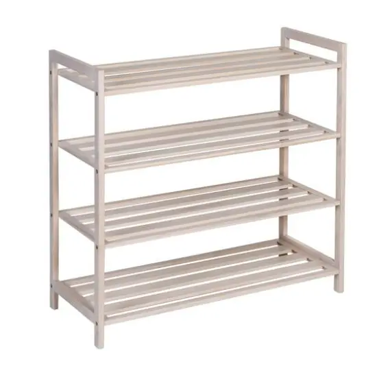 Honey Can Do White Wash 4-Tier Bamboo Shoe Rack {4}