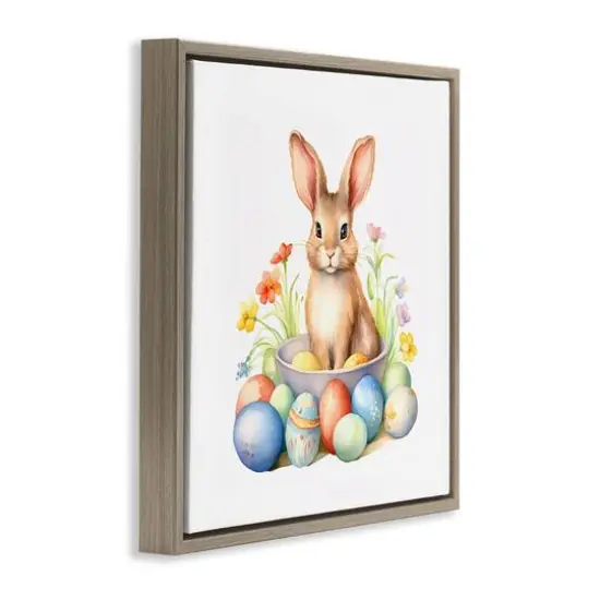 Stupell Industries Easter Bunny & Eggs Floater Framed Art Brown {4}