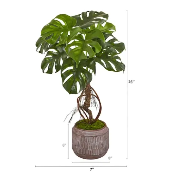 2ft. Monstera Artificial Plant in Stoneware Planter {3}