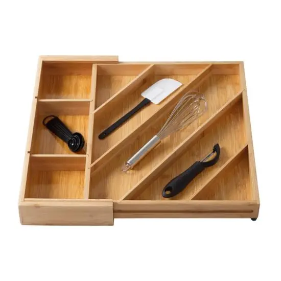 Honey Can Do 8-Compartment Bamboo Diagonal Drawer Organizer {1}