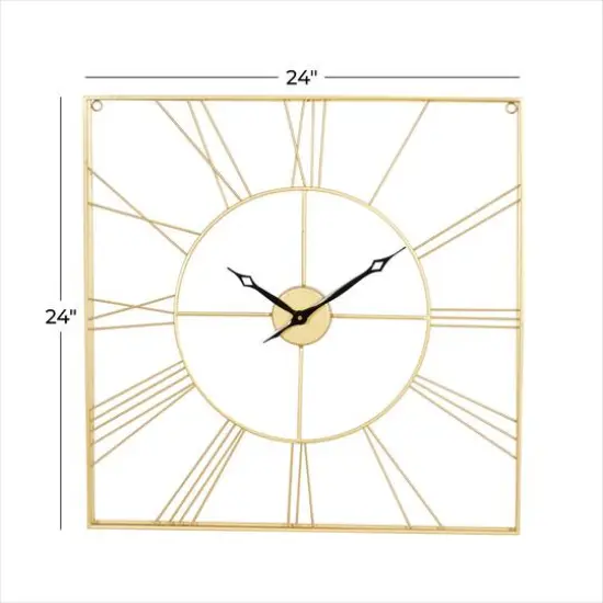 CosmoLiving by Cosmopolitan 24" Metal Square Wall Clock Gold {8}