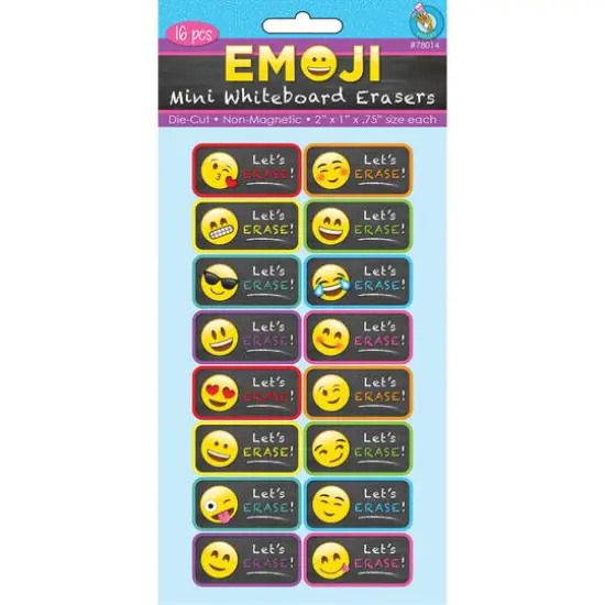 Ashley Productions Emotions Icons Non-Magnetic Mini Whiteboard Erasers, 16ct. {1}