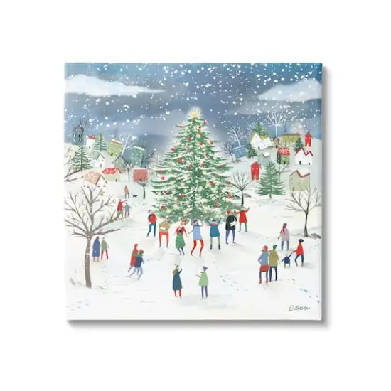 Stupell Industries Town Christmas Tree Celebration Canvas Wall Art {1}
