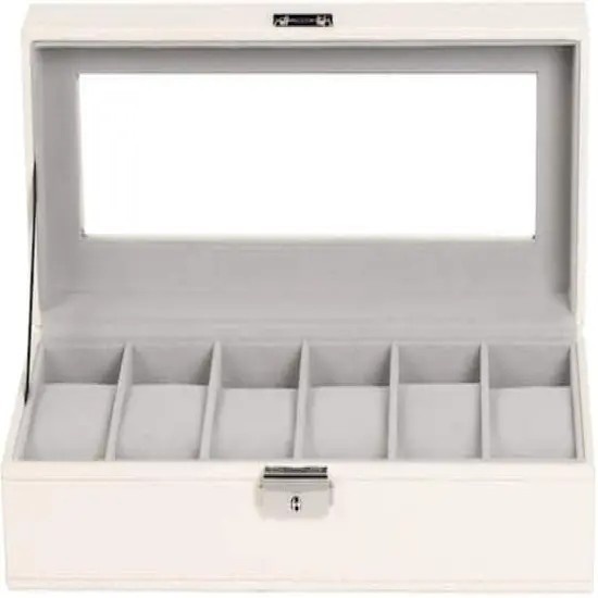 Rice White Hexa Leather Watch Box {4}