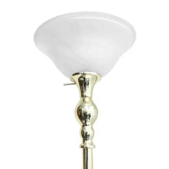 Lalia Home 6ft. Torchiere Floor Lamp with Marbleized Shade Gold with White Shade {8}