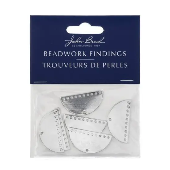 John Bead Silver Half Moon Semicircle with 11 Holes Pendants, 6ct. {3}