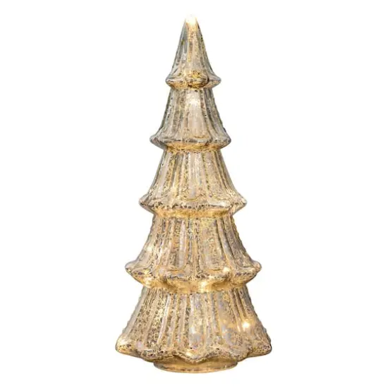 Haute Decor 14" Silver Pre-Lit Mercury Glass Christmas Tree {3}