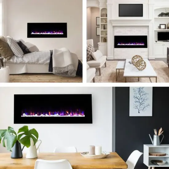 Hastings Home 54" Black LED Electric Wall Fireplace {6}