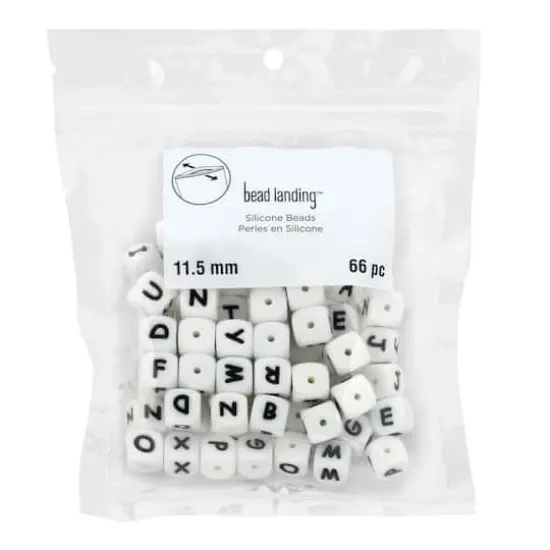 11.5mm Alphabet Cube Silicone Beads by Bead Landing&trade; White {3}