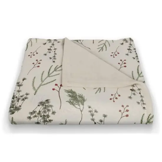 Pine Greenery on White Coral Fleece Blanket {3}