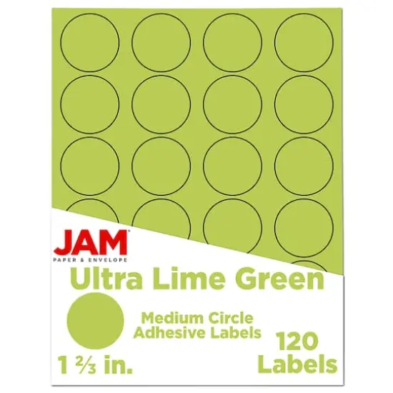 JAM Paper Circle Label Stickers Ultra Lime Green {1}