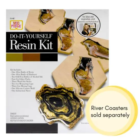 Mod Podge&reg; Black & Gold Do-It-Yourself Geode Coaster Kit {8}
