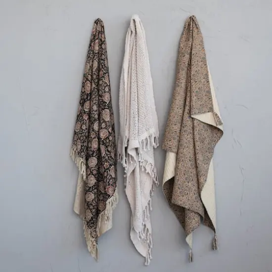 Hello Honey® Natural Cotton Knit Throw Blanket with Tassels {3}