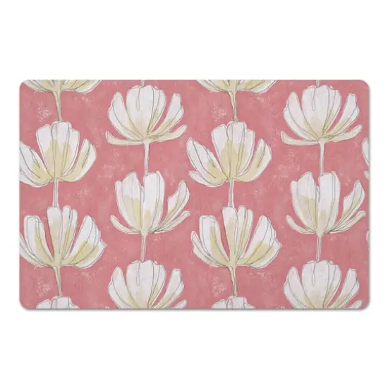Pink Floral Pattern 27" x 18" Floor Mat {1}