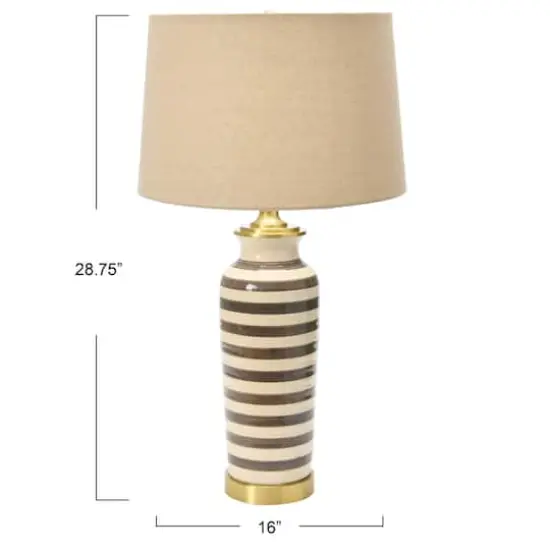 Hello Honey&reg; 2ft. Striped Ceramic & Metal Desk Lamp Gray {4}