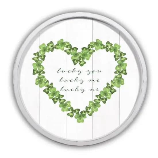 Lucky Us Round White Framed Print {1}