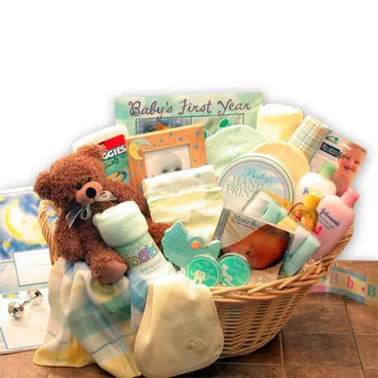 Deluxe Yellow Welcome Home Precious Baby Basket {1}