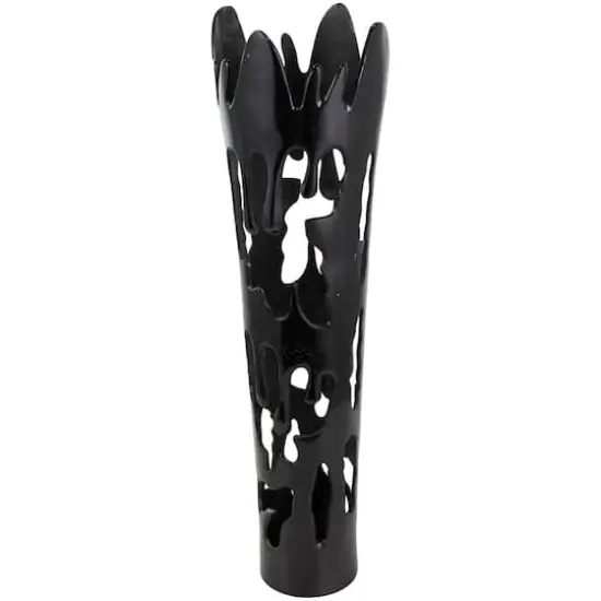 31" Black Aluminum Drip Vase with Melting Designed Body {4}