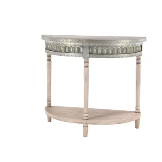 36" Beige Farmhouse Metal Console Table {1}