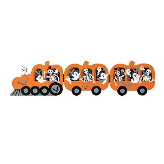Glitzhome&reg; 16" Halloween Skeletons & Ghosts Hinged Pumpkin Train D&eacute;cor {7}