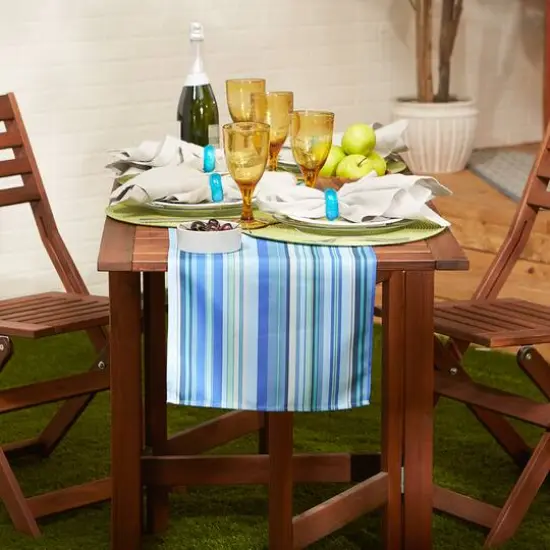 DII&reg; Blue Ocean Stripe Print Outdoor Table Runner, 14x72 {4}