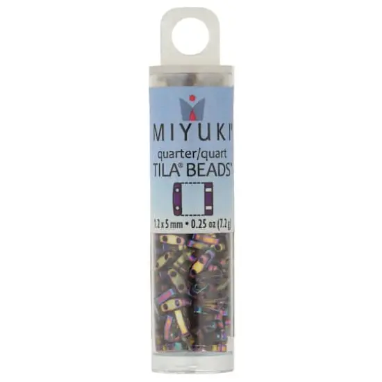 Miyuki® 1.2mm Glass Quarter Tila Beads Metallic Purple Gold Iris {4}