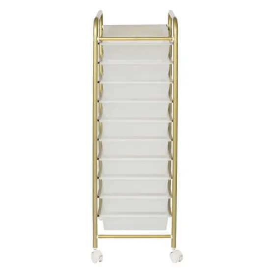 Honey Can Do 10-Drawer Gold Rolling Storage Cart {7}