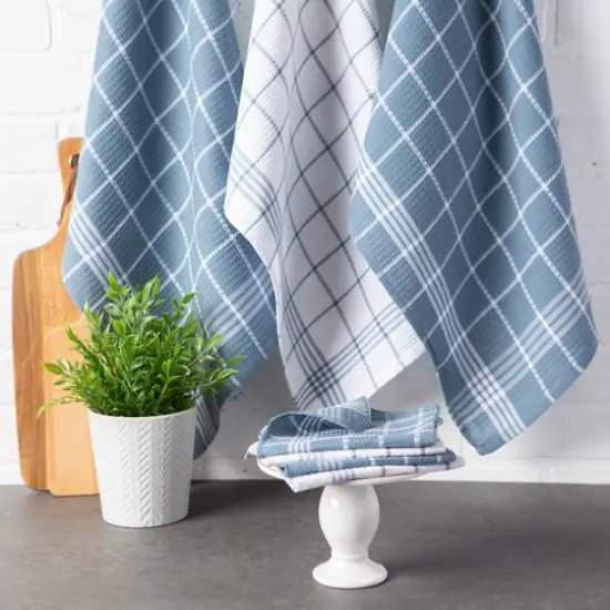 DII&reg; Waffle Weave Dishtowels, 6ct. Blue {5}