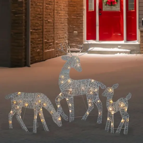 White LED Reindeer Family Outdoor Christmas D&eacute;cor Set {3}