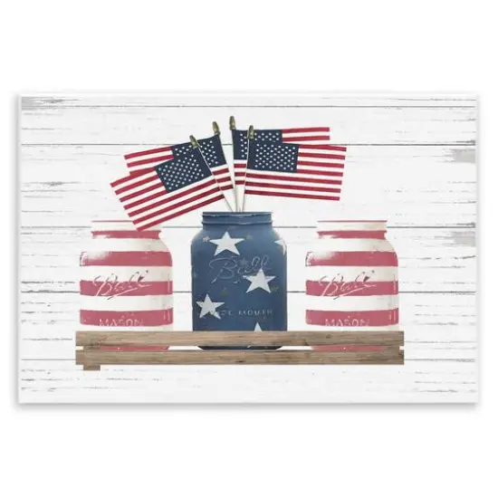 Stupell Industries Rustic Patriotic Jars American Pride Flag Design Wall Plaque Art {1}