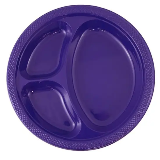 JAM Paper 10.25" Divided Plastic Party Plates, 20ct. Purple {1}