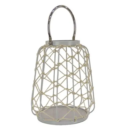 Glacier Gray Candle Lantern with Rope Weave {2}