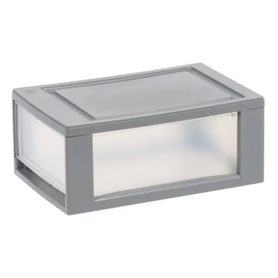 IRIS&reg; 6qt. Gray Stackable Storage Bin with Clear Drawer {11}