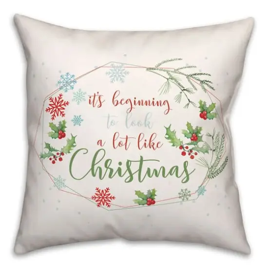 Beginning Look Christmas 18x18 Throw Pillow {1}