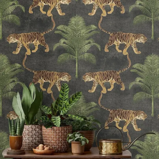 Tommy Bahama&reg; Tiger and Tree Peel & Stick Wallpaper Coal {4}