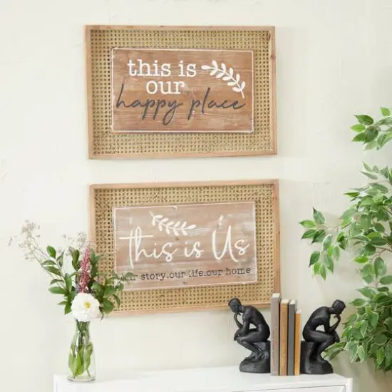 Set of 2 Brown Wood Farmhouse Wall Decor 24", 16" {8}