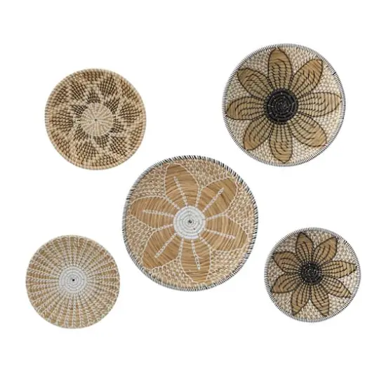 Brown Seagrass Bohemian Wall Decor, Set of 5 13", 19", 16", 14" {1}