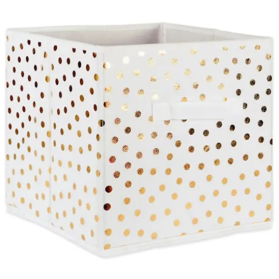 DII&reg; 13" Nonwoven Polyester Small Dots Storage Cubes, 2ct. White/Gold {5}